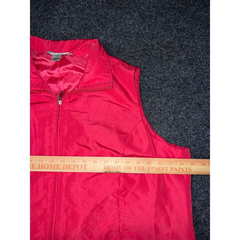 Allison Daley Women 20W Red Quilted Full Zip Vest Mock Neck Pockets Lightweight - Picture 4 of 6